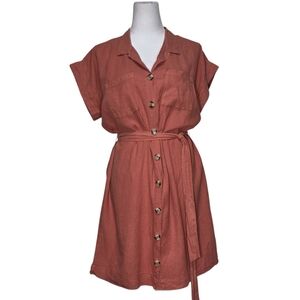 Altar'd State Orange Asymmetrical Shirt Dress Size Medium